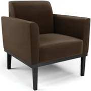 Poltrona Decorativa Base Madeira Preto Maressa Suede Marrom - Ibiza