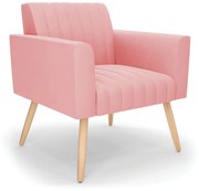 Poltrona Viena Gomada Suede Pés Palito Natural D03 - D'Rossi - Rose