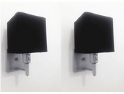 Kit/2 Arandela Quadrada Md-2019 Cinza C/ Inter Liga e Desl Cúpula em Tecido Preto - Bivolt