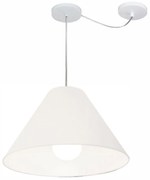 Lustre Pendente Cone Com Desvio Md-4272 Cúpula Tec 25/15x40cm Branco - Bivolt