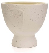 Cachepot Decorativo Rosto em Cerâmica Areia 17x18 cm - D'Rossi