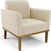 Poltrona Decorativa Base Madeira Castanho Maressa Suede Bege - Ibiza