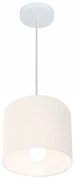 Lustre Pendente Cilíndrico Md-4046 Cúpula em Tecido 18x18cm Branco - Bivolt