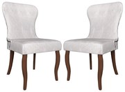 Kit 2 Cadeiras Decorativas Sala De Jantar Duque Madeira Linho Cinza G48 - Gran Belo