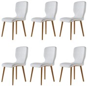 Kit 6 Cadeiras Decorativas Sala de Jantar Madeira Maciça Parker Linho Cinza Claro G13 - Gran Belo