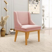 Kit 2 Poltronas Decorativas Base Fixa de Madeira Firenze Veludo Rose/Castanho G19 - Gran Belo