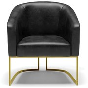 Poltrona Decorativa Industrial Dourado kit 2 Stella Sintético PU D03 - D'Rossi - Preto
