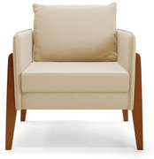 Kit 02 Poltronas Lana Suede Base de Madeira D03 - D'Rossi - Bege