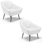 Kit 02 Poltronas Giovana Corino Pés Palito de Ferro D01 - D'Rossi - Branco
