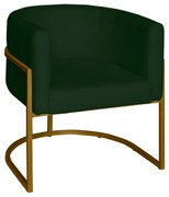 Poltrona Base Industrial Dourado Sala de Estar Lety Veludo - Verde