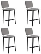 Kit 4 Banquetas Fixa Decorativa Base de Aço Marcius Linho Cinza G17 - Gran Belo
