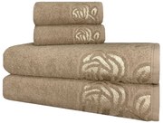 Jogo de Toalha Exclusiva com 4 Peças Fio Penteado 100% Algodão Marrom Claro