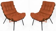 Kit 2 Poltrona Decorativa Costela Suede Telha
