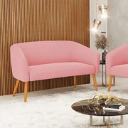 Namoradeira 02 Lugares Stella Suede Pés Palito Castanho D03 - D'Rossi - Rose