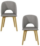 Kit 2 Cadeiras Decorativas Sala de Jantar Madeira Maciça Hadassa Linho Cinza/Freijó G13 - Gran Belo