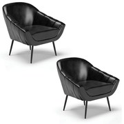 Kit 02 Poltronas Giovana Corano Pés Palito de Ferro D01 - D?Rossi - Preto