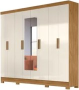 Guarda Roupa Casal com Espelho 8 Portas 236cm Ágata Z17 Freijó/Off Whi