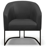 Poltrona Stella Corino Base Industrial Preto D03 - D'Rossi - Preto