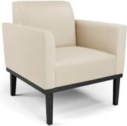 Poltrona Decorativa Base Madeira Preto Maressa Sintético Bege - Ibiza