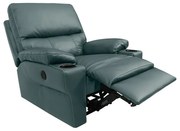 Poltrona do Papai Sala de Cinema Reclinável Mia Power Elétrico Base Fixa Couro Azul Majestic G40 - Gran Belo