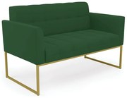 Sofá Namoradeira Elisa Veludo Base Metálica Industrial Dourado D03 - D'Rossi  - Verde