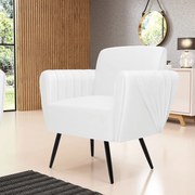 Sofá Namoradeira com Poltrona Pés Palito de Ferro Bruna Corino D01 - D'Rossi - Branco