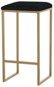 Banqueta Decorativa Billie Base Gold Veludo Preto G41 - Gran Belo