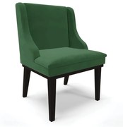 Cadeira de Jantar Liz Veludo Base Fixa Madeira Preto D03 - D'Rossi - Verde