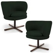 Kit 2 Poltronas Decorativas Melissa Base Xis Giratória Veludo C-303 Ve