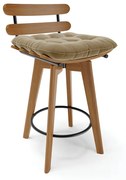 Banqueta Giratória Costela Suede Base Madeira MA70 M11- D'Rossi - Marrom Rato