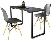 Mesa Multiuso Porto Preto 120cm com 02 Cadeira Eiffel Preto - D'Rossi