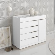 Cômoda Quarto Porta Jóias com Tampo Vidro 111cm Stefanie A09 - D'Rossi - Branco