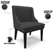 Kit 6 Cadeiras Estofadas Sala de Jantar Base Fixa de Madeira Preto Lia