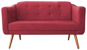 Namoradeira Bruna 1,40 m 2 Lugares Pés Palito Suede Vermelho