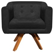 Poltrona Giratória Julia Suede Base Madeira MM30 D'Rossi - Preto