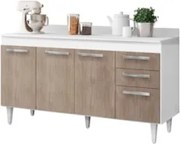 Balcão Gabinete Para Pia 150cm 4 Portas 2 Gavetas Com Tampo Lis L03 Br