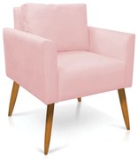 Poltrona Aline Suede Pés Palito Castanho D03 - D'Rossi - Rosa Bebê