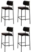 Banqueta Alta Bar Estofada Kit 4 Ella M25 Sintético Preto - Mpozenato