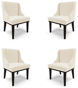 Kit 4 Cadeiras Decorativas Sala de Jantar Base Fixa de Madeira Firenze Linho Bege/Preto G19 - Gran Belo