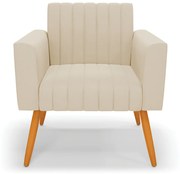 Kit 2 Poltronas Viena Gomada Suede Pés Palito Castanho D03 - D'Rossi - Bege