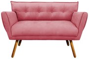 Kit 1 Namoradeira 2 Lugares E 2 Poltronas Anitta Suede Base De Madeira MA30 D03 - D'Rossi - Rose