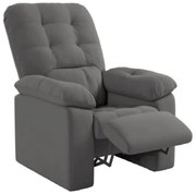 Poltrona Do Papai Reclinável Suede Veludo Estoril Cinza