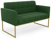 Sofá Namoradeira Elisa Suede Base Metálica Industrial Dourado D03 - D'Rossi  - Verde