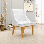 Kit 2 Cadeiras Decorativas Sala de Jantar Base Fixa de Madeira Firenze PU Branco Brilho/Castanho G19 - Gran Belo