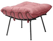 Puff Decorativo Sala de Estar Abel Pés Preto Suede Rosa G41 - Gran Belo