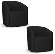 Poltrona Decorativa Base Giratória Kit 2 Stella Max Linho D03 - D'Rossi - A79 Preto