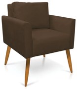 Poltrona Aline Suede Pés Palito Castanho D03 - D'Rossi - Marrom