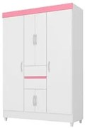 Guarda Roupa Casal Flex 6 Portas 2 Gavetas Ecom II D02 Branco/Rosa/Bra