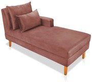 Divã Chaise Chloe 160 cm Veludo Pés Chanfrado Castanho M11 - D'Rossi - Rose