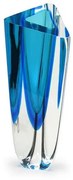 Vaso Triangular nº 2 Bicolor Verde com Água-marinha Murano Cristais Cadoro